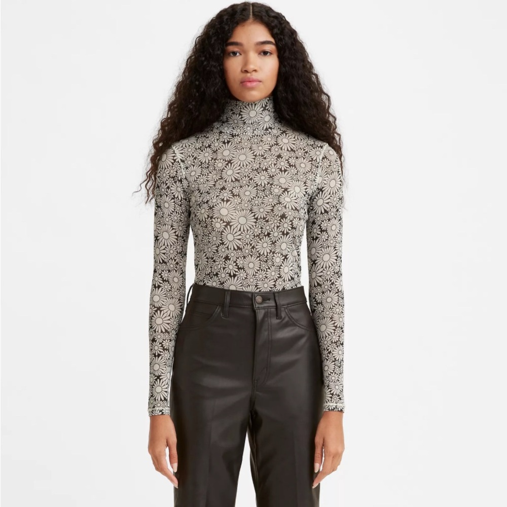 Levi's Black and Cream Floral Mesh Long Sleeve